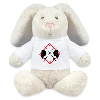 Logo Escrime Masques et Lames Croisées Rouge - Lapin en peluche recyclé MiniFeet® Crème - blanc - Devant
