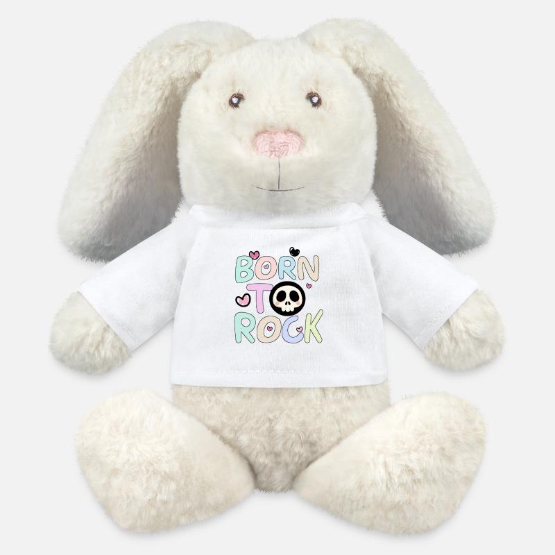Né dans le Rock Rainbow - Lapin en peluche recyclé MiniFeet® Crème - blanc