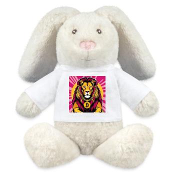 Crypto Lion Neon Pop Art - Lapin en peluche recyclé MiniFeet® Crème - blanc - Devant
