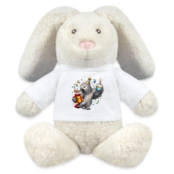Graupapagei Geburtstag - MiniFeet® RecycelHase® Creme - Weiß - Vorne