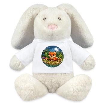 Renard dans la Forêt de Boules de Verre - Lapin en peluche recyclé MiniFeet® Crème - blanc - Devant