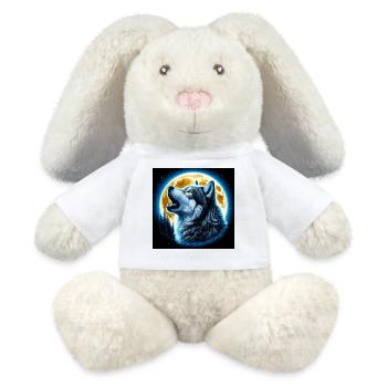Wolf heult zum Vollmond - MiniFeet® RecycelHase® Creme - Weiß - Vorne