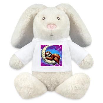 Faultier schläft auf dem Mond - MiniFeet® RecycelHase® Creme - Weiß - Vorne