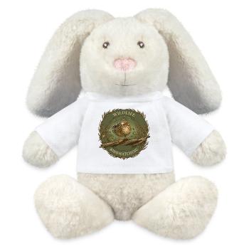 Bird Watching Wildlife Emblem - MiniFeet® RecycelHase® Bunny Cream - white - Front