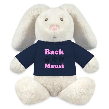 Back Mausi – Lustiges Geschenk Backen & Konditorin - MiniFeet® RecycelHase® Creme - French Navy - Vorne