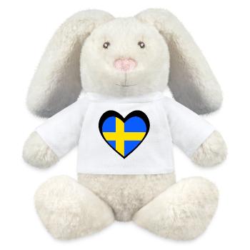Sverige Svart Hjärta – Kärlek till Sverige - Lapin en peluche recyclé MiniFeet® Crème - blanc - Devant