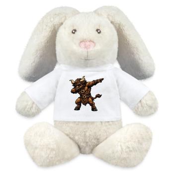 Dabbing Minotaurus - MiniFeet® RecycelHase® Creme - Weiß - Vorne