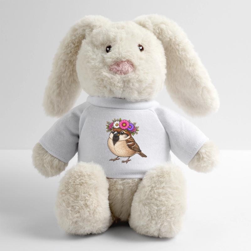 Vogel mit Blumenschmuck  MiniFeet® RecycelHase® Creme