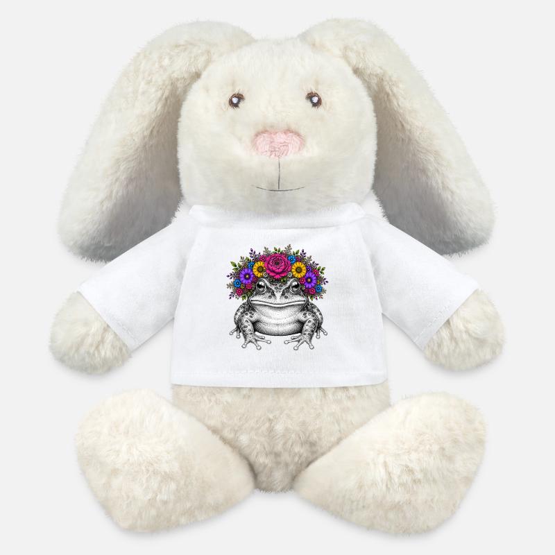 Frosch mit Blütenkrone - MiniFeet® RecycelHase® Creme - Weiß