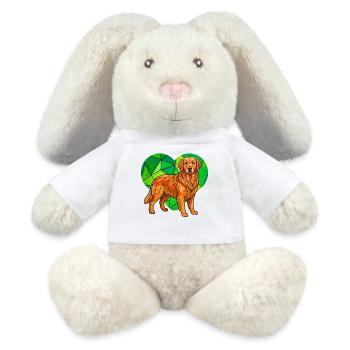 Cubist Golden Retriever Heart Geometric Pet Art - MiniFeet® RecycelHase® Bunny Cream - white - Front