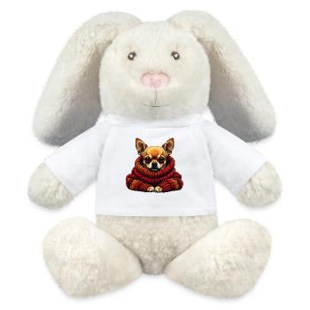 Câlin d’hiver Chihuahua avec écharpe - Lapin en peluche recyclé MiniFeet® Crème - blanc - Devant