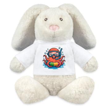 Colorful octopus with diving goggles - MiniFeet® RecycelHase® Bunny Cream - white - Front