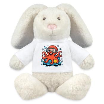 Funny octopus with diving goggles - MiniFeet® RecycelHase® Bunny Cream - white - Front