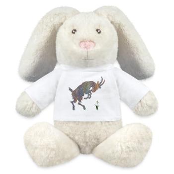 ziege mit schneeglöckchen e 49 - MiniFeet® RecycelHase® Creme - Weiß - Vorne