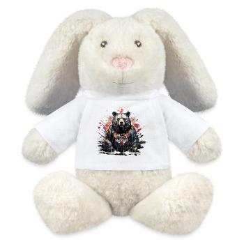 Ours rugissant. La force du style graffiti. - Lapin en peluche recyclé MiniFeet® Crème - blanc - Devant
