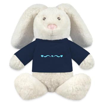 Vague de cœurs de la ligne bleue - Lapin en peluche recyclé MiniFeet® Crème - bleu marine - Devant