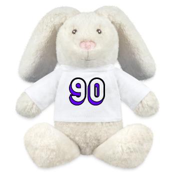 90 JAHRE. 90-JÄHRIGES JUBILÄUM. GEBURTSTAG 90 JAHRE. 90 - MiniFeet® RecycelHase® Creme - Weiß - Vorne