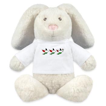 Free palestine - Lapin en peluche recyclé MiniFeet® Crème - blanc - Devant