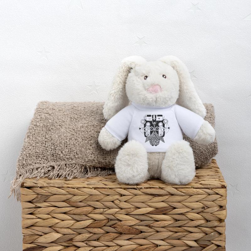 Phoropter Eule beim Sehtest MiniFeet® RecycelHase® Creme