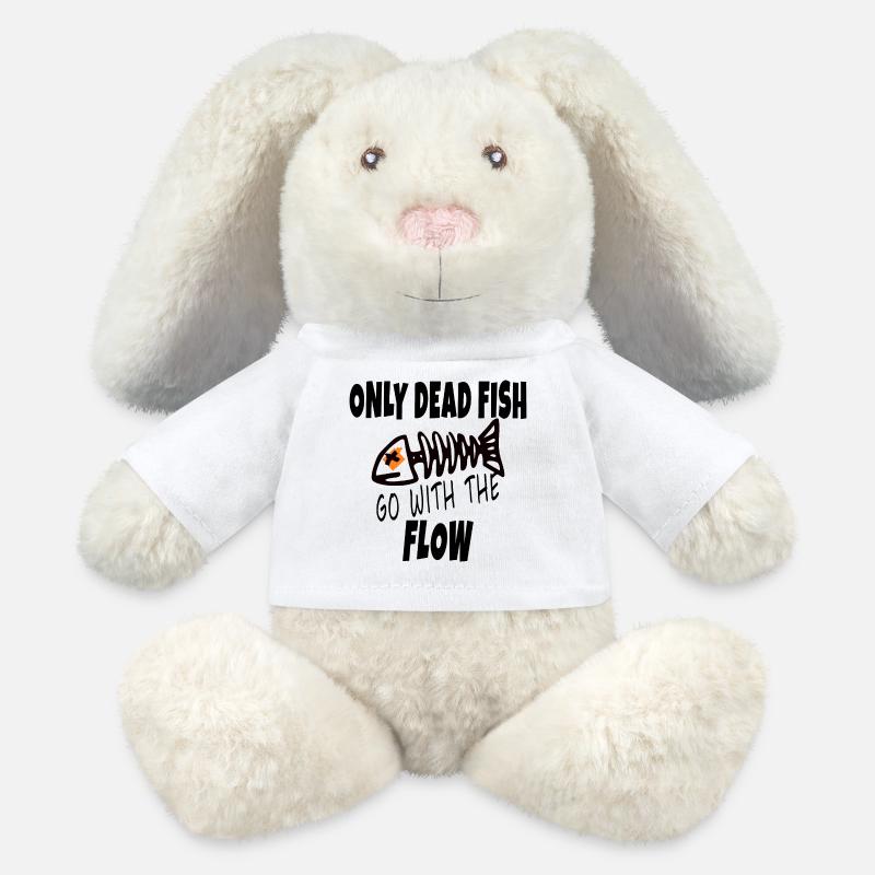 Only Dead Fish Go With The Flow - MiniFeet® RecycelHase® Bunny Cream - white
