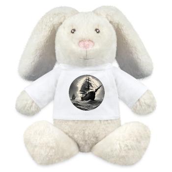Bateau pirate / Bateau / Mer / Océan / Vagues - Lapin en peluche recyclé MiniFeet® Crème - blanc - Devant
