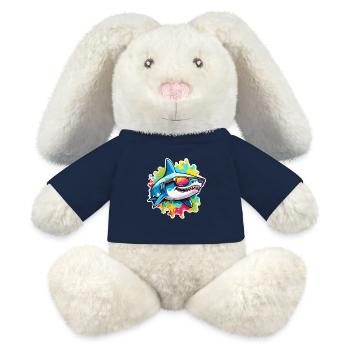 Requin / Faune / Sous-marin / Mer / Océan - Lapin en peluche recyclé MiniFeet® Crème - bleu marine - Devant