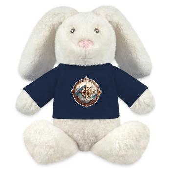 Boussole / Direction cardinale / Voyage / Survie - Lapin en peluche recyclé MiniFeet® Crème - bleu marine - Devant
