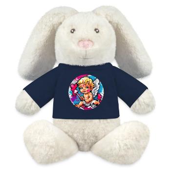 Cupidon / Amour / Flèche / Coeur / Saint Valentin - Lapin en peluche recyclé MiniFeet® Crème - bleu marine - Devant