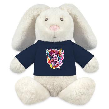Cupidon / Amour / Flèche / Coeur / Saint Valentin - Lapin en peluche recyclé MiniFeet® Crème - bleu marine - Devant