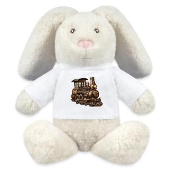 Zug / Lokomotive / Dampflok / Eisenbahn / Lock - MiniFeet® RecycelHase® Creme - Weiß - Vorne