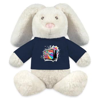 TV / Télévision / Analogique / Tube TV / Rétro - Lapin en peluche recyclé MiniFeet® Crème - bleu marine - Devant