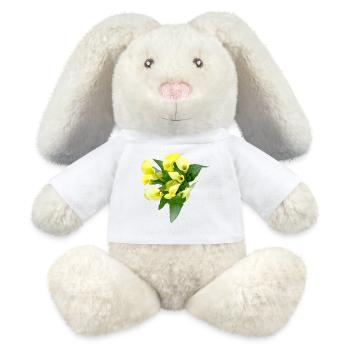 Delicate yellow calla flowers - MiniFeet® RecycelHase® Bunny Cream - white - Front