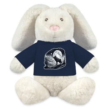 Loup / Meute / Forêt / Sauvage / Faune / Hurlement - Lapin en peluche recyclé MiniFeet® Crème - bleu marine - Devant