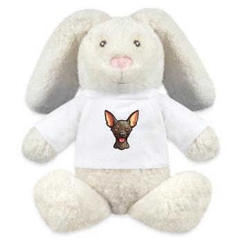 Xoloitzcuintli race de chien aquarelle dessin animé kawaii - Lapin en peluche recyclé MiniFeet® Crème - blanc - Devant