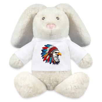 Aigle amérindien Peaux rouges américaines - Lapin en peluche recyclé MiniFeet® Crème - blanc - Devant