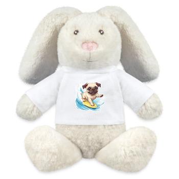 Surf bouledogue - Lapin en peluche recyclé MiniFeet® Crème - blanc - Devant