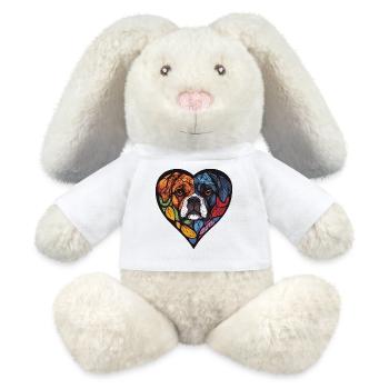 Boxer Hund Herz Hundeliebe - MiniFeet® RecycelHase® Creme - Weiß - Vorne