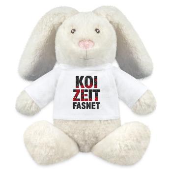 Koi Zeit Fasnet - Karneval Fasching - MiniFeet® RecycelHase® Creme - Weiß - Vorne