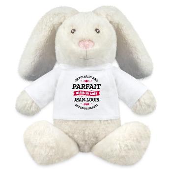 JEAN-LOUIS PARFAIT - PRENOM JEAN-LOUIS - Lapin en peluche recyclé MiniFeet® Crème - blanc - Devant
