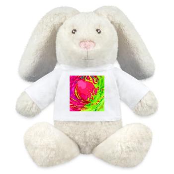 Jeu de couleurs tourbillonnant néon - Lapin en peluche recyclé MiniFeet® Crème - blanc - Devant