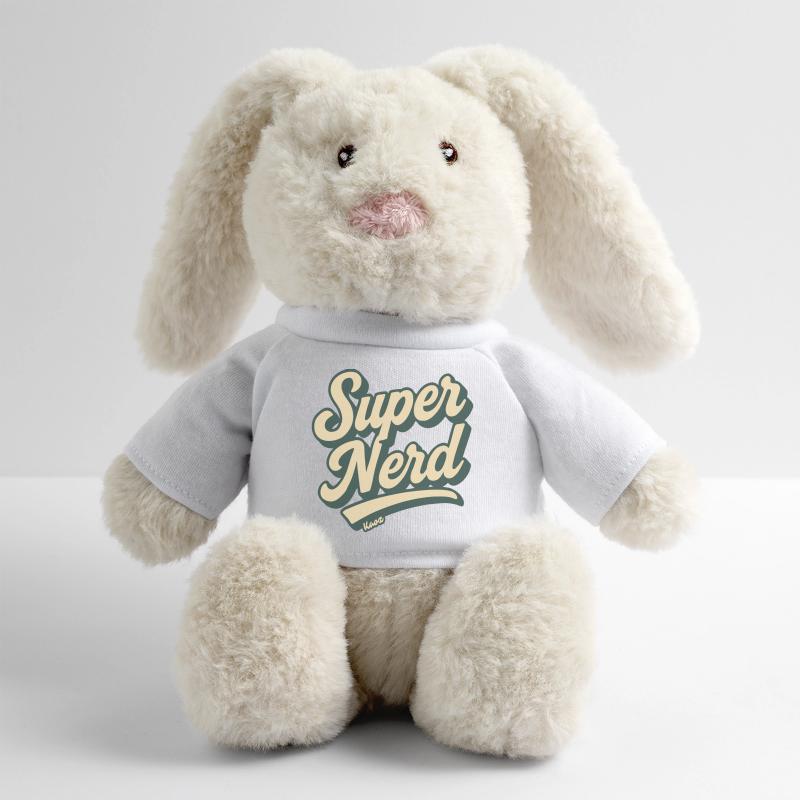 Super Nerd Retro Script Lapin en peluche recyclé MiniFeet® Crème