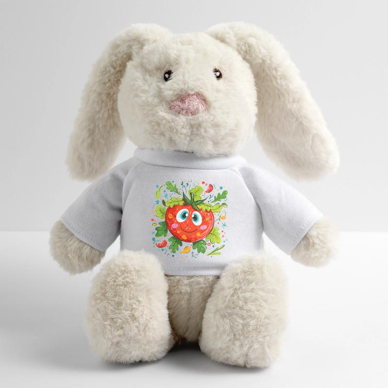 Tomate joyeuse à motif vert Lapin en peluche recyclé MiniFeet® Crème