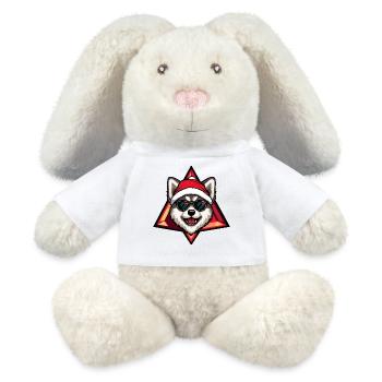 Husky au chapeau du Père Noël avec des lunettes de soleil - Lapin en peluche recyclé MiniFeet® Crème - blanc - Devant
