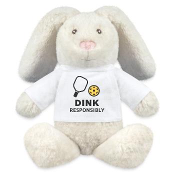 Funny Pickleball Shirt Dink Responsibly – Minimal  - Lapin en peluche recyclé MiniFeet® Crème - blanc - Devant