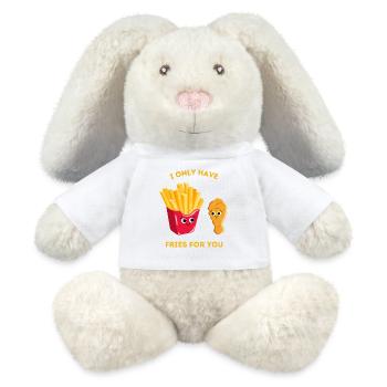Je n’ai que des frites pour toi - Fast food love - Lapin en peluche recyclé MiniFeet® Crème - blanc - Devant
