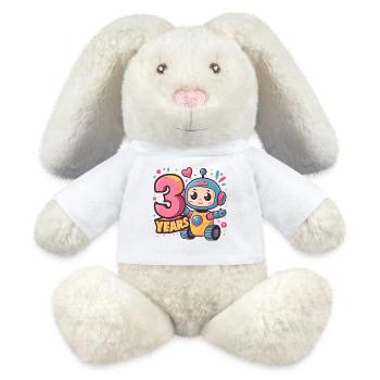 3 Jahre Kleiner Roboter mit bunten Luftballons zum - MiniFeet® RecycelHase® Creme - Weiß - Vorne