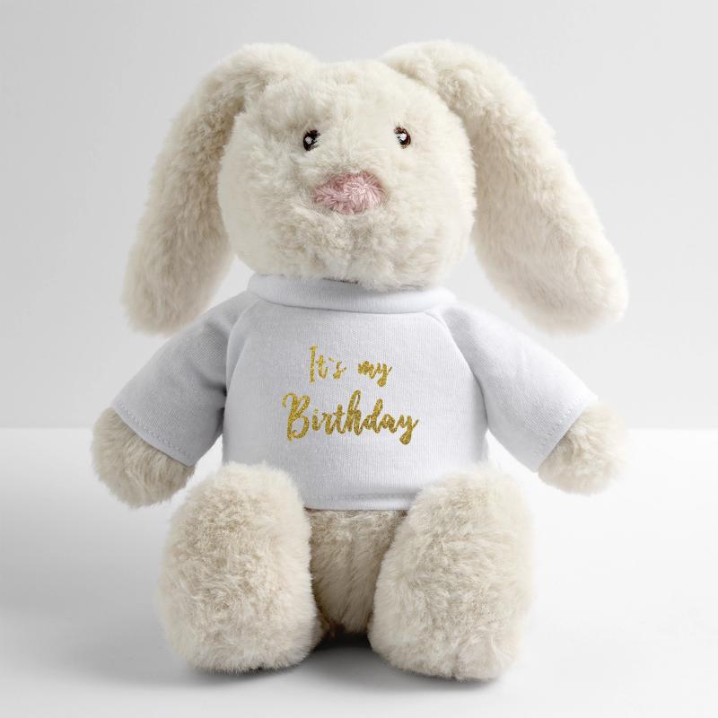 C'est mon anniversaire Lapin en peluche recyclé MiniFeet® Crème