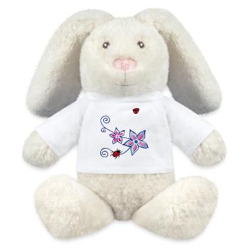 Fiore con coccinella - RecycelHase® Coniglietto Creme di MiniFeet® - bianco - Fronte