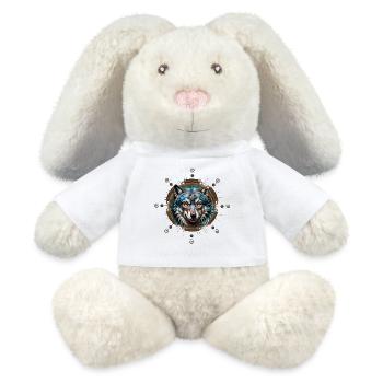 Fantastischer Steampunk-Wolf. - MiniFeet® RecycelHase® Creme - Weiß - Vorne