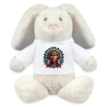 Amérindien Peau rouge d’Amérique - Lapin en peluche recyclé MiniFeet® Crème - blanc - Devant